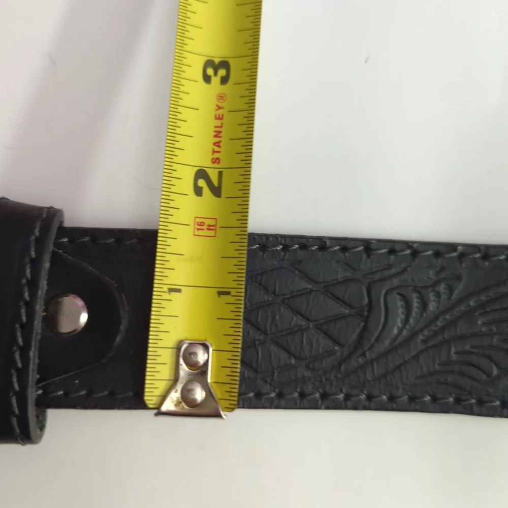 Vintage Leather Western Belt With Diamond and Black Color Rhinestone Loo…